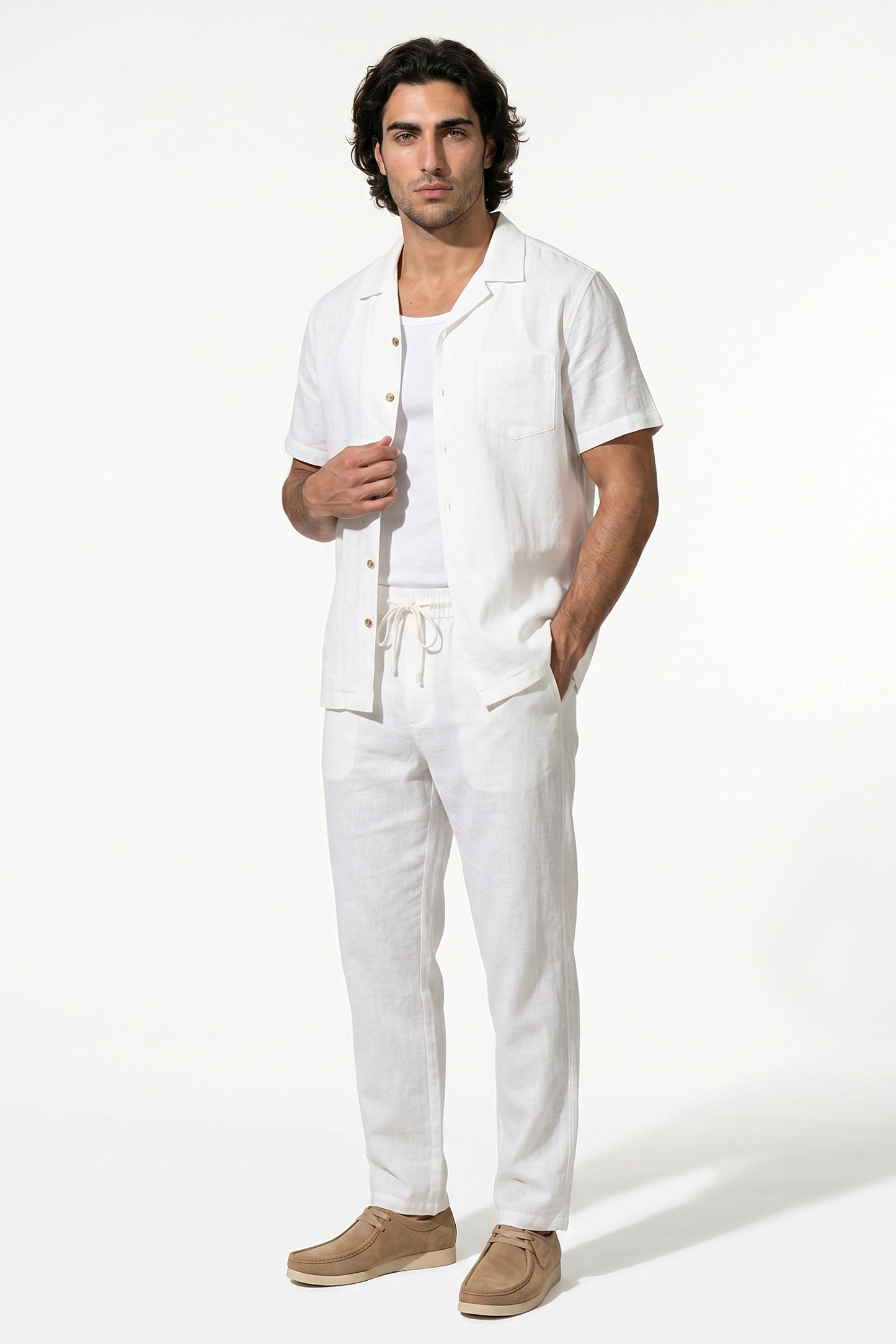 Caurelle | Men’s Linen Shirt and Trousers Set Relaxed Beach Wear