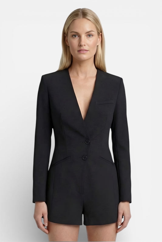 Caurelle | Women’s Black Blazer Playsuit – Single-Breasted