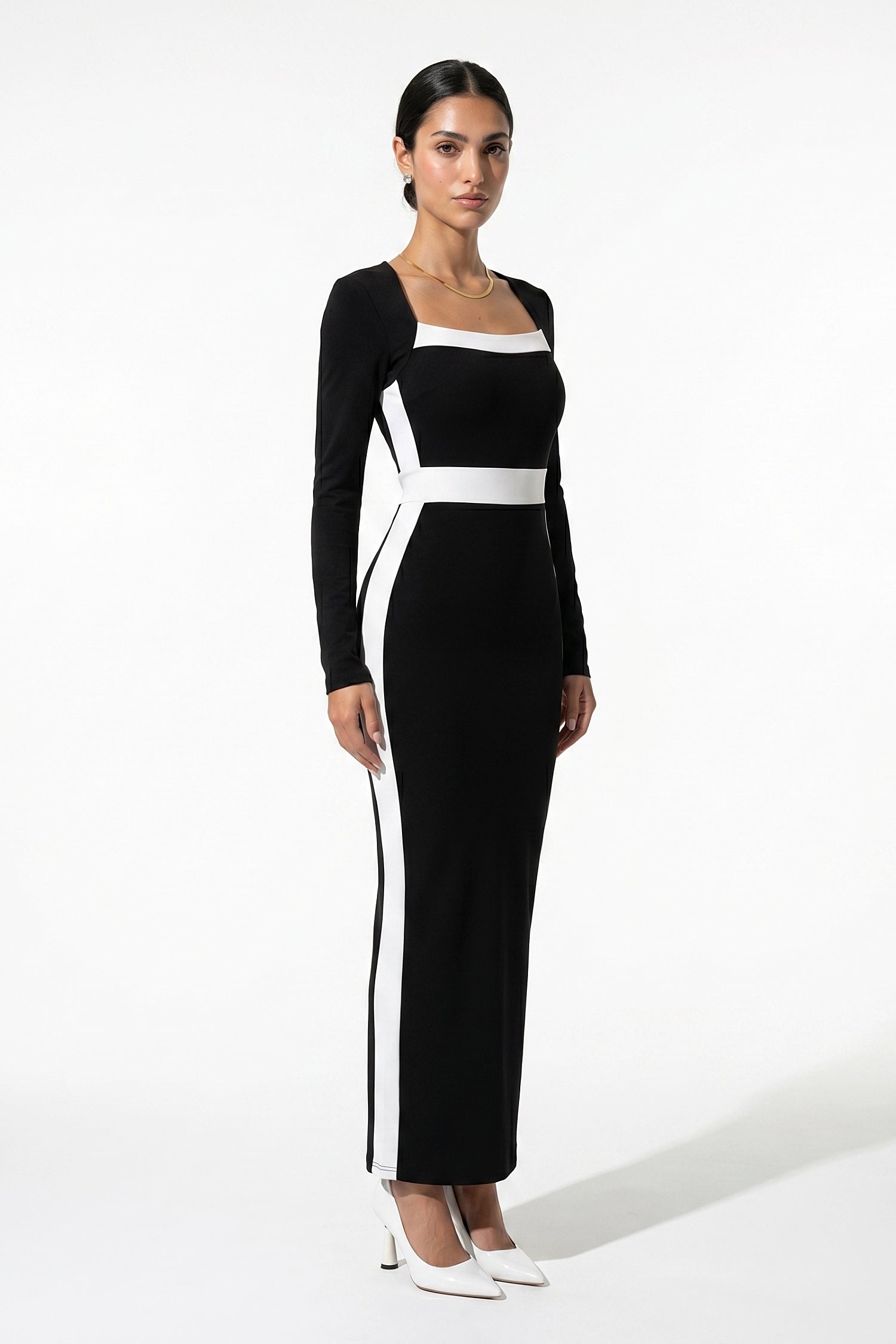 Caurelle | Women’s Black & White Bodycon Maxi Dress