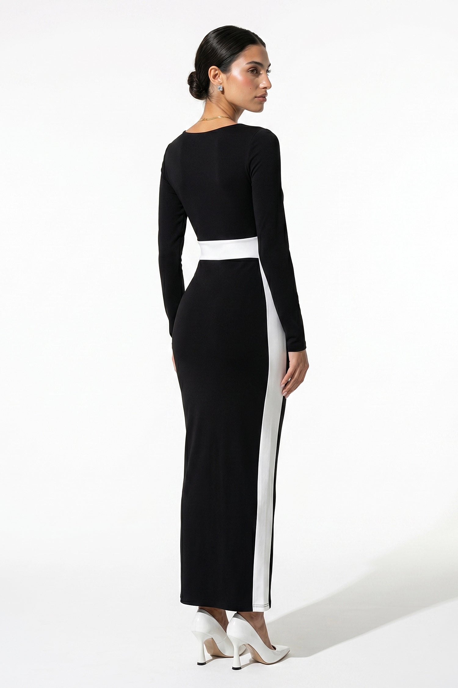 Caurelle | Women’s Black & White Bodycon Maxi Dress