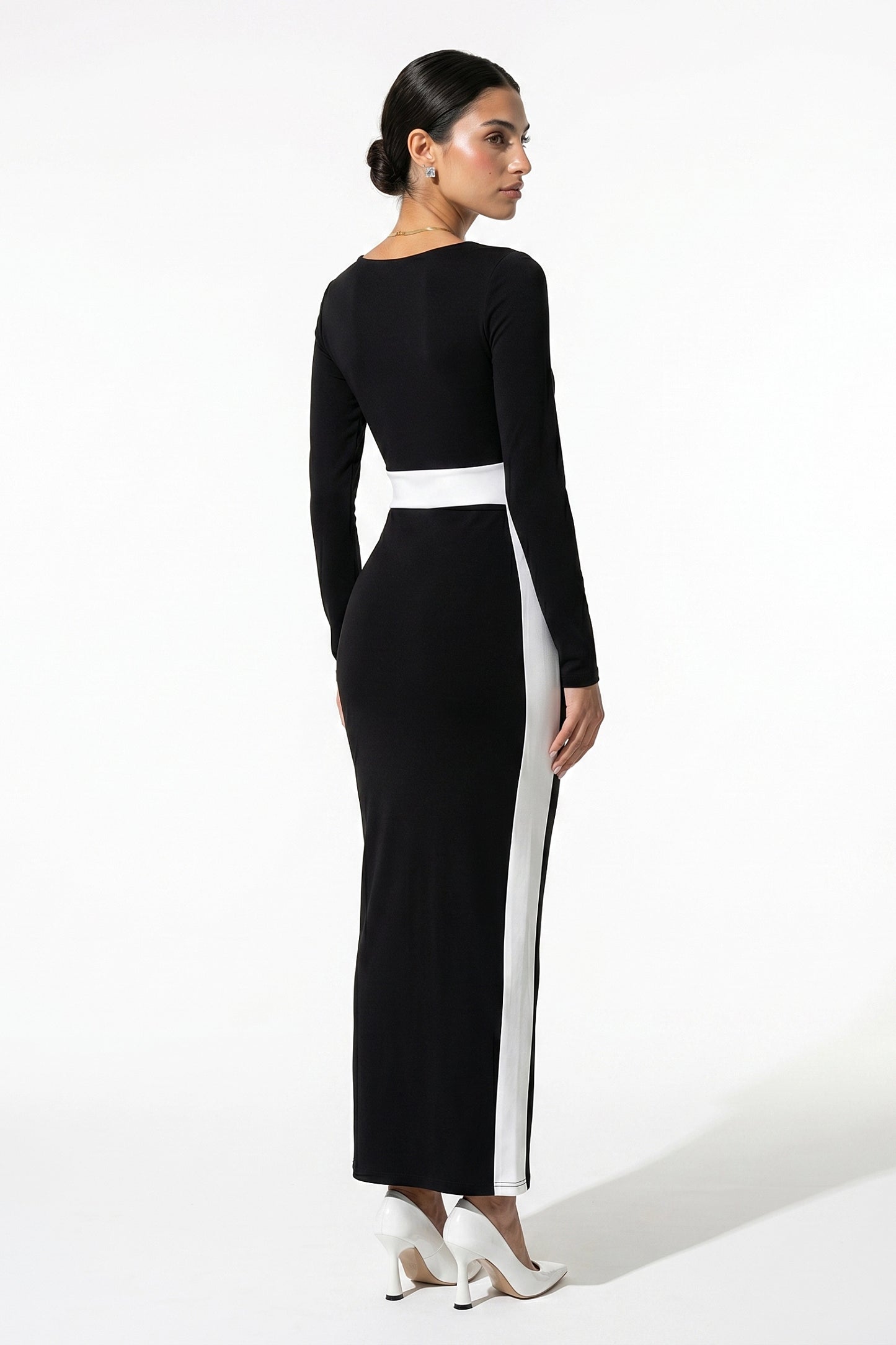 Caurelle | Women’s Black & White Bodycon Maxi Dress
