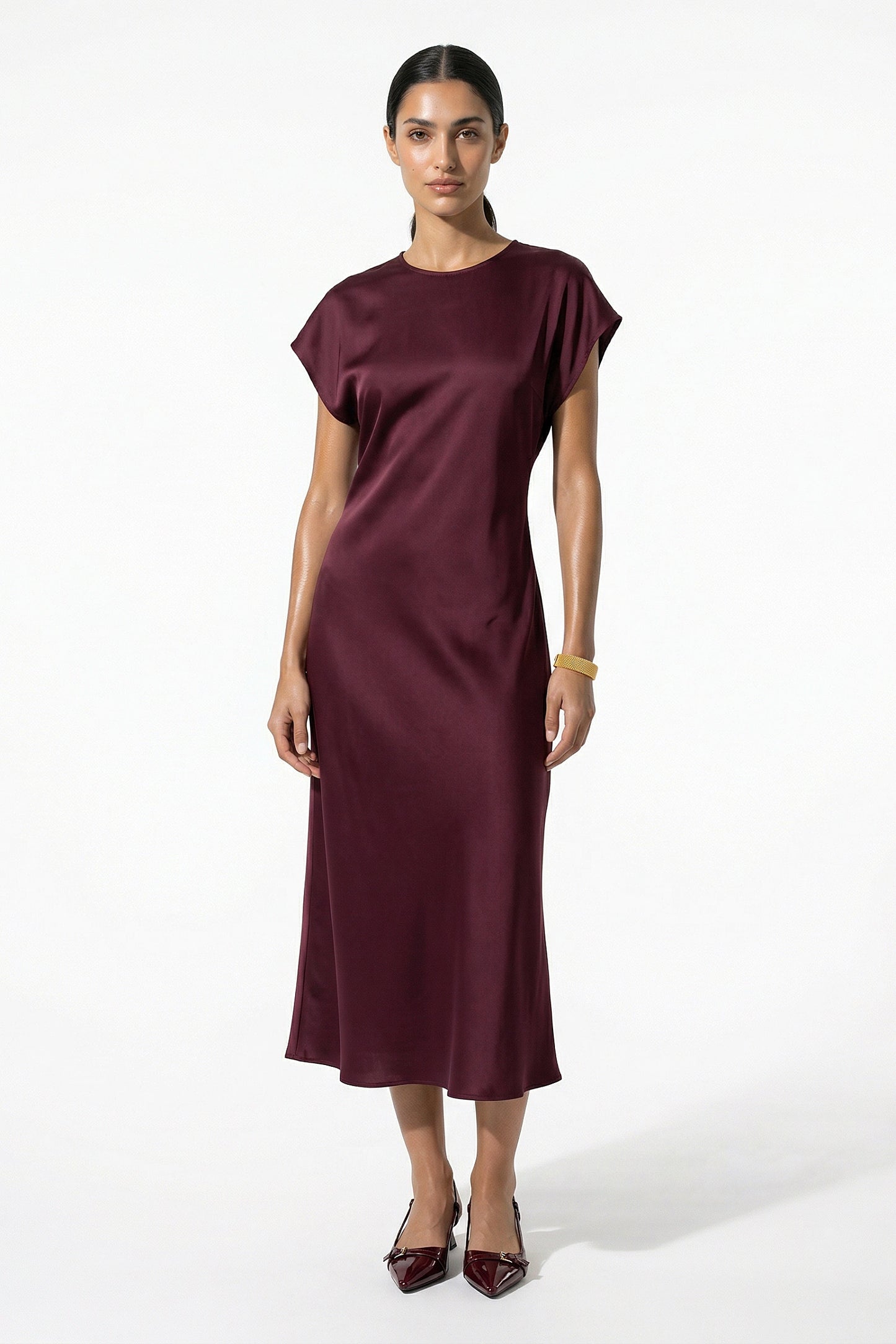Caurelle | Women’s Elegant Satin Midi Dress