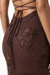 Caurelle | Women’s Formal Maxi Dress Gown with Floral Ribbon Appliques