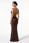 Caurelle | Women’s Formal Maxi Dress Gown with Floral Ribbon Appliques