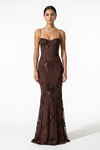 Caurelle | Women’s Formal Maxi Dress Gown with Floral Ribbon Appliques