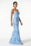 Caurelle | Women’s Formal Maxi Dress Gown with Floral Ribbon Appliques