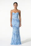Caurelle | Women’s Formal Maxi Dress Gown with Floral Ribbon Appliques