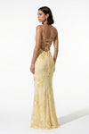 Caurelle | Women’s Formal Maxi Dress Gown with Floral Ribbon Appliques
