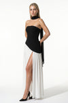 Caurelle | Women’s Strapless Maxi Dress Draped Scarf Elegance