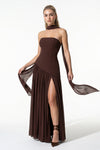 Caurelle | Women’s Strapless Maxi Dress Draped Scarf Elegance