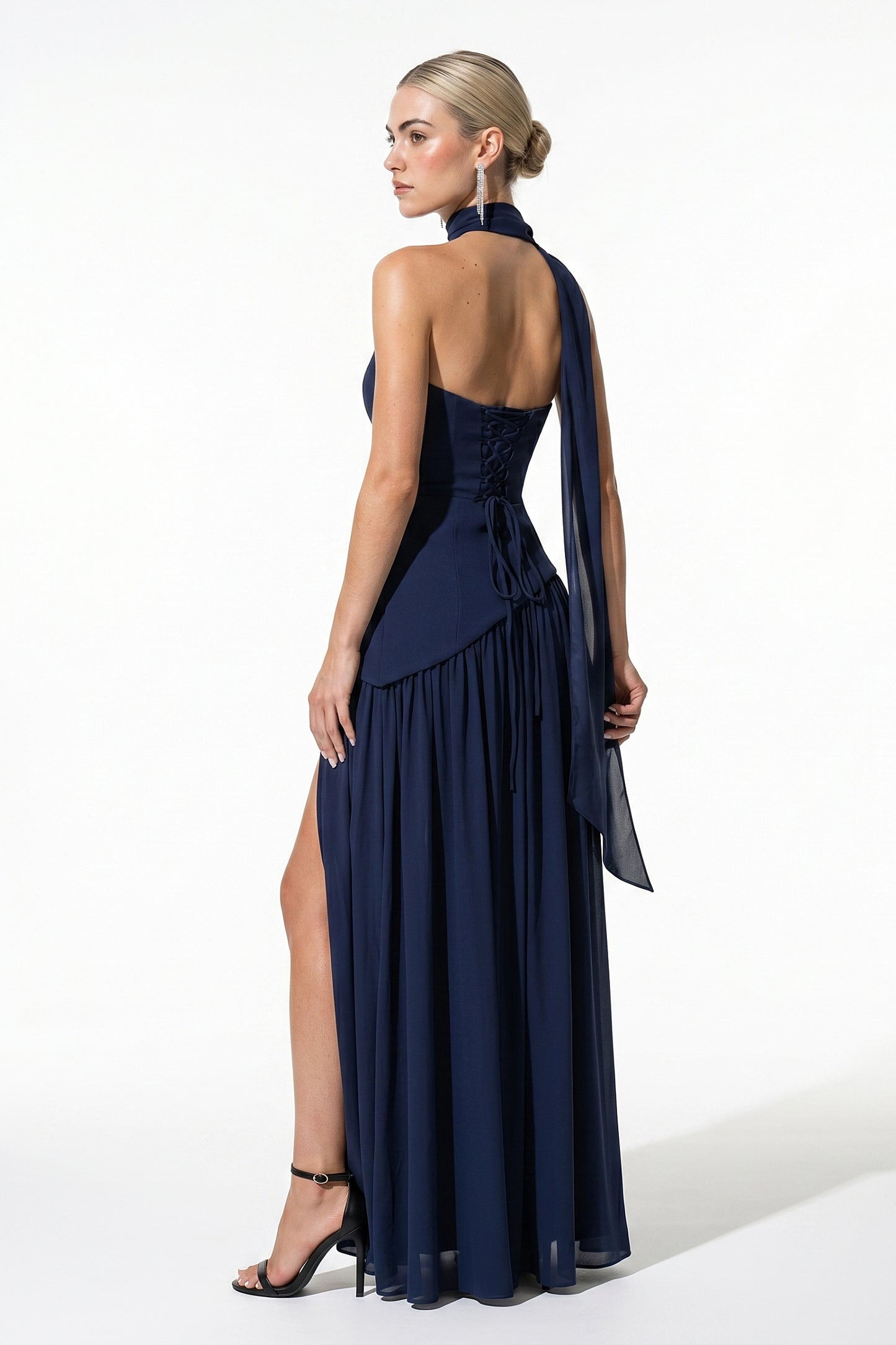 Caurelle | Women’s Strapless Maxi Dress Draped Scarf Elegance