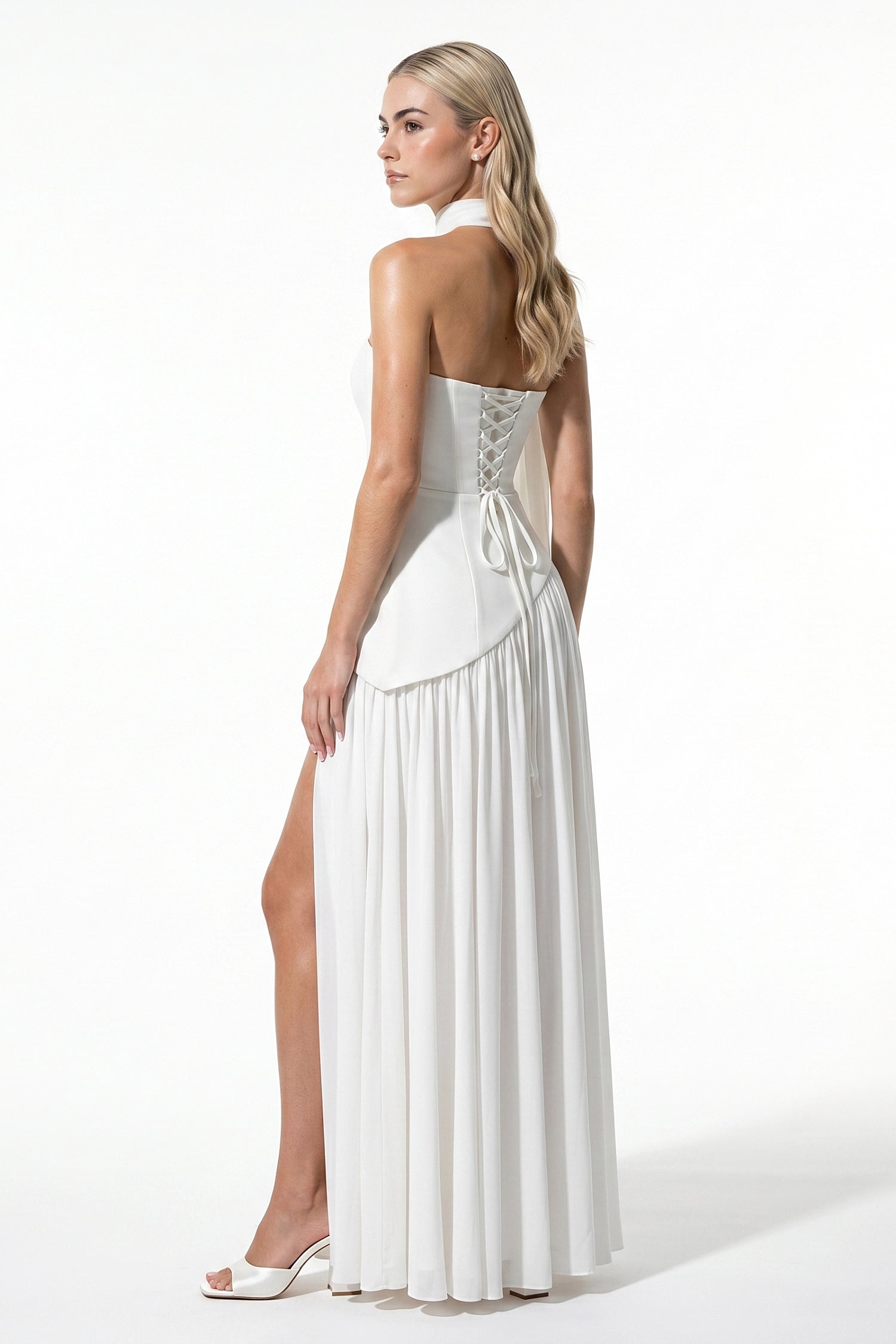 Caurelle | Women’s Strapless Maxi Dress Draped Scarf Elegance