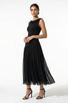 Caurelle | Women’s Pleated Midi Dress Draped Wedding Elegance