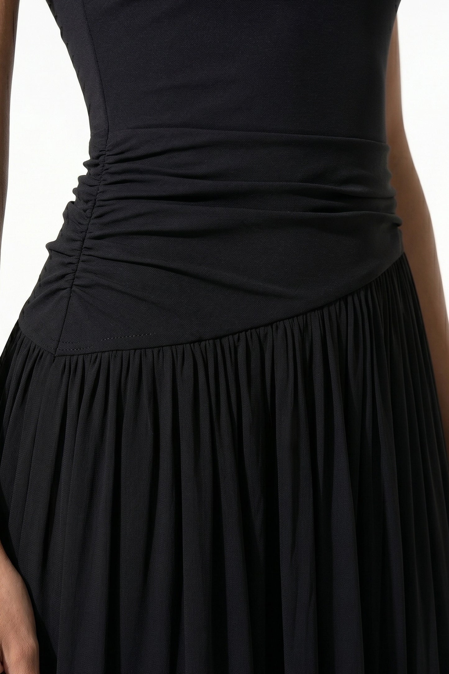 Caurelle | Women’s Pleated Midi Dress Draped Wedding Elegance