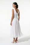 Caurelle | Women’s Pleated Midi Dress Draped Wedding Elegance