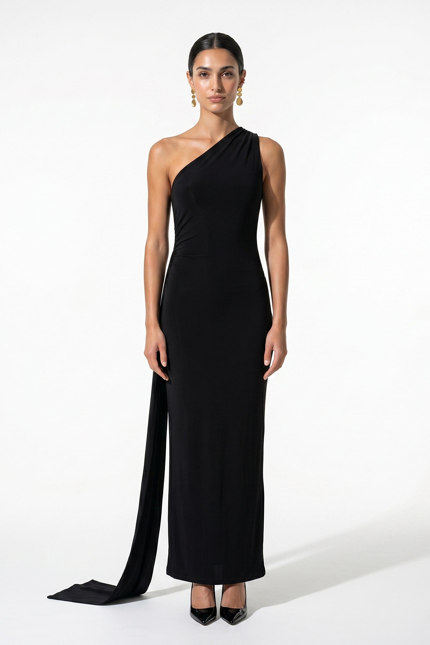 Caurelle | Women’s One-Shoulder Ruched Bodycon Maxi Dress