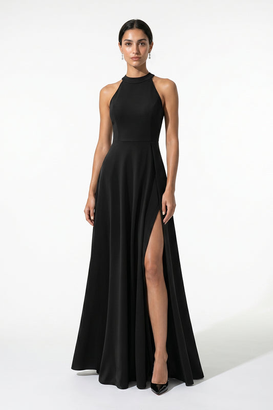Caurelle | Women’s Sleeveless High-Neck Slit Maxi Dress