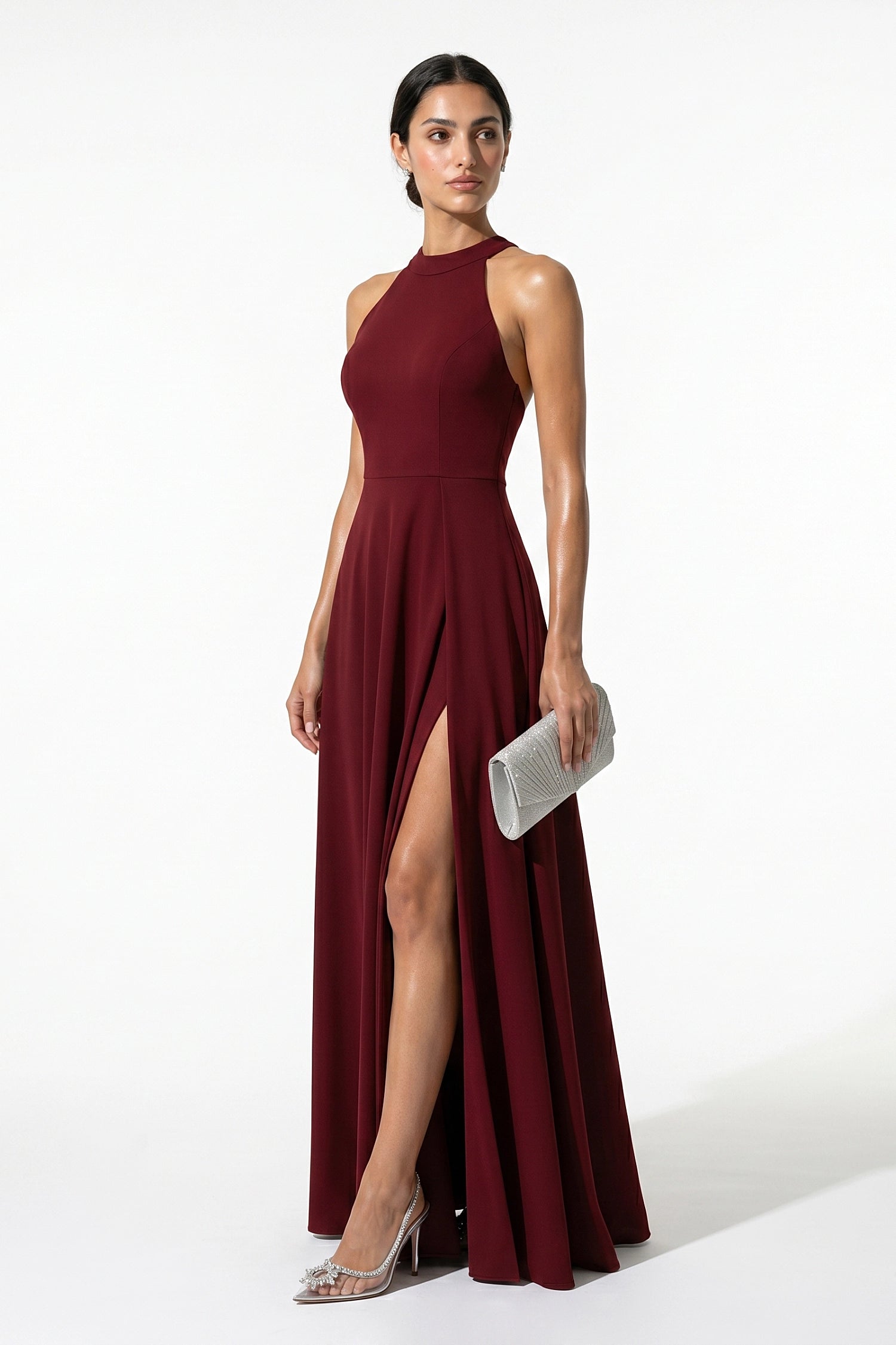 Caurelle | Women’s Sleeveless High-Neck Slit Maxi Dress