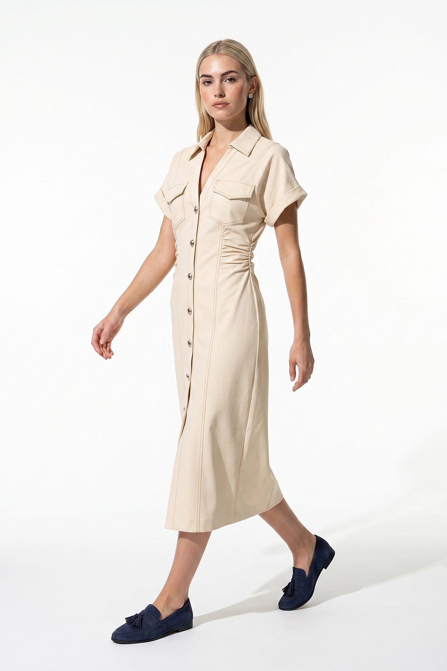 Caurelle | Women’s Slim-Fit Lapel Midi Dress