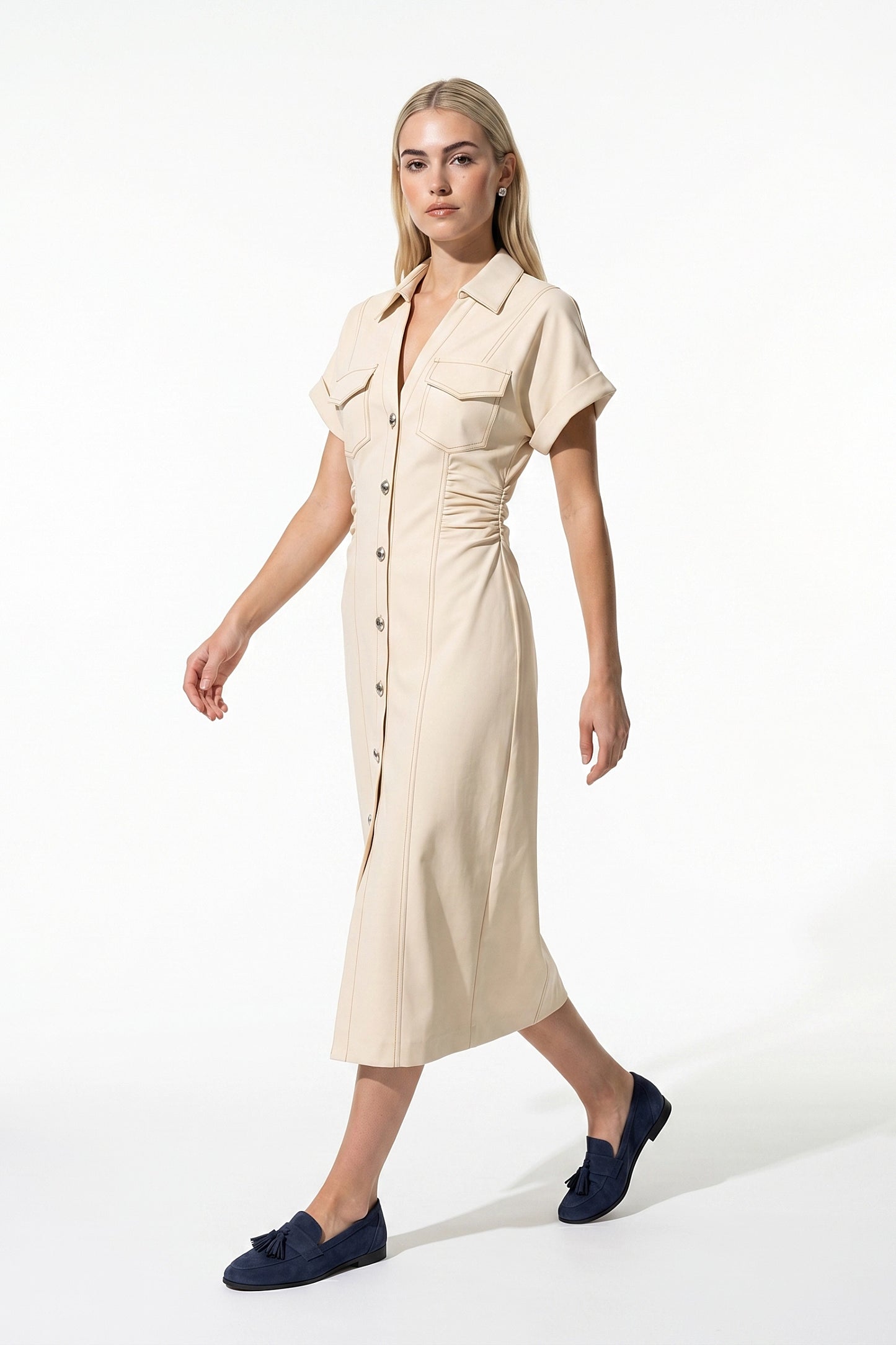 Caurelle | Women’s Slim-Fit Lapel Midi Dress