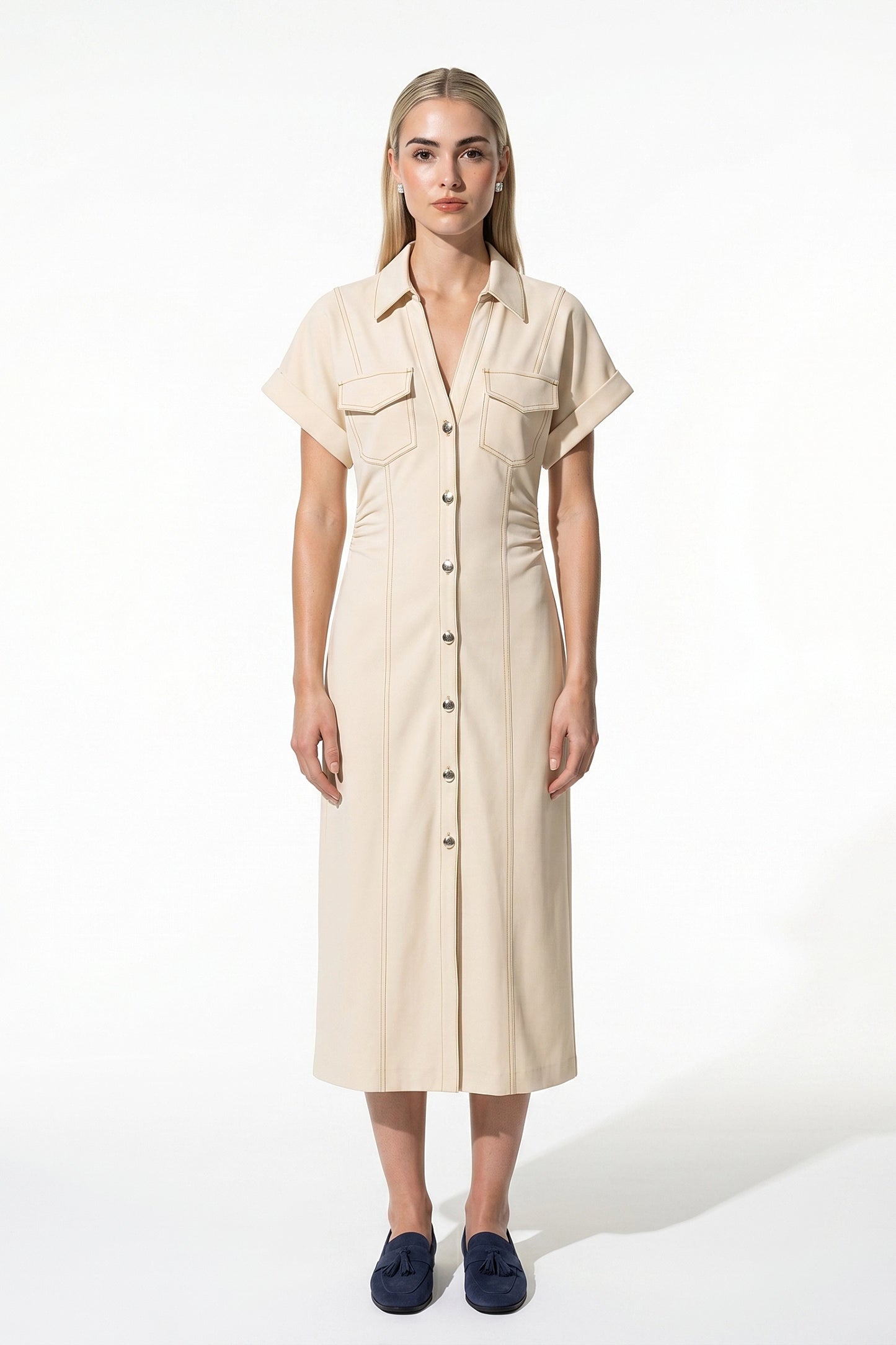 Caurelle | Women’s Slim-Fit Lapel Midi Dress