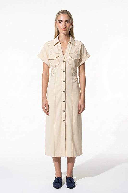 Caurelle | Women’s Slim-Fit Lapel Midi Dress