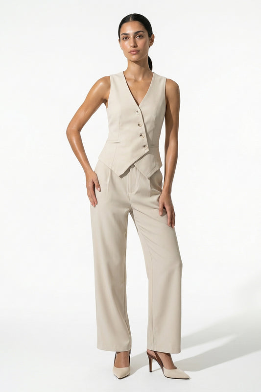 Caurelle | Women’s Tailored Waistcoat & Wide Leg Trousers Co-ord Set
