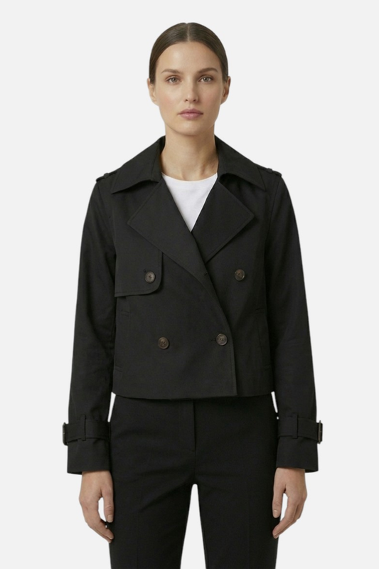 Caurelle | Women’s Cropped Trench Coat – Classic Double-Breasted