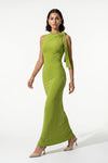 Women's Bodycon Maxi Dress Sleeveless Boat Neck Shoulder Scarf Evening Dress