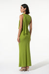 Women's Bodycon Maxi Dress Sleeveless Boat Neck Shoulder Scarf Evening Dress