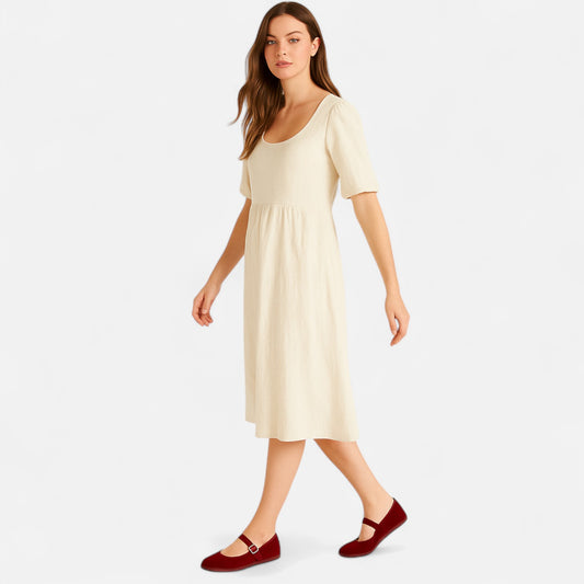 Caurelle | Hand-Stitched Red Cloth Ballet Flats – Effortless Elegance for Every Step