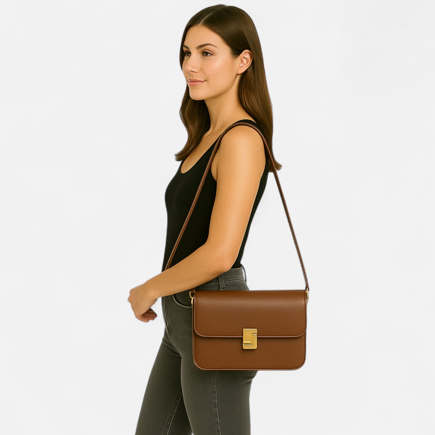 Caurelle | Women's Genuine Cowhide Leather Shoulder Bag – Timeless Luxury & Craftsmanship