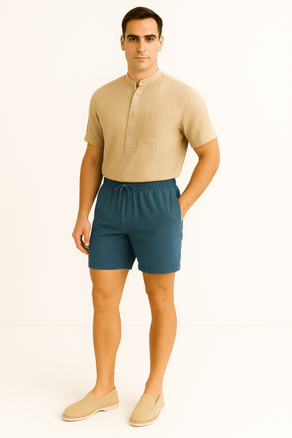 Caurelle | Men's Lightweight Cotton & Linen Shorts – Versatile Comfort for Gym, Beach & Everyday Wear