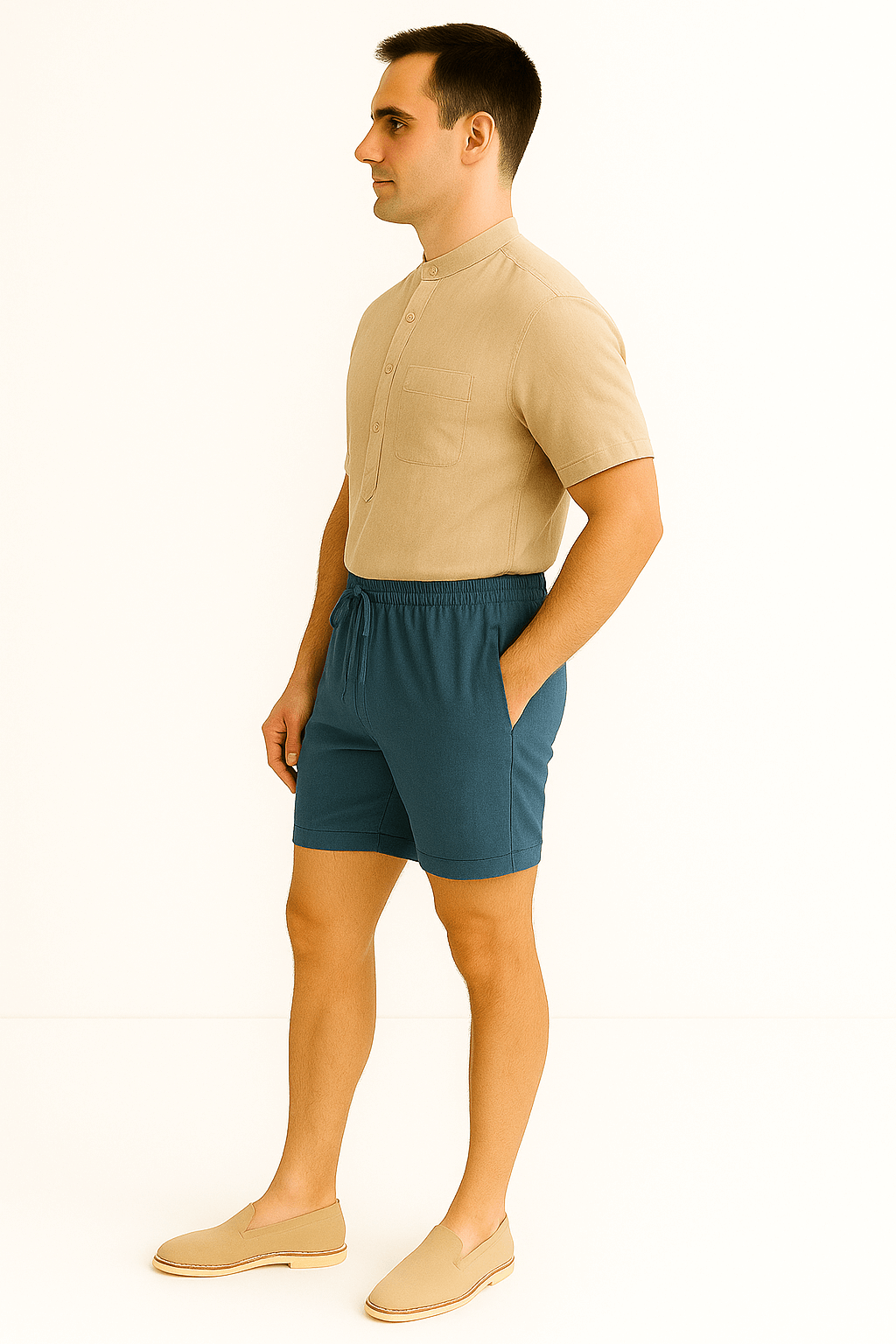 Caurelle | Men's Lightweight Cotton & Linen Shorts – Versatile Comfort for Gym, Beach & Everyday Wear