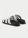 Leather Wide Strap Slides Adjustable Fastening Mens Slip On Sandals