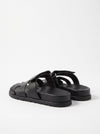 Leather Wide Strap Slides Adjustable Fastening Mens Slip On Sandals