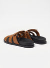Leather Wide Strap Slides Adjustable Fastening Mens Slip On Sandals