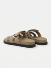 Leather Wide Strap Slides Adjustable Fastening Mens Slip On Sandals