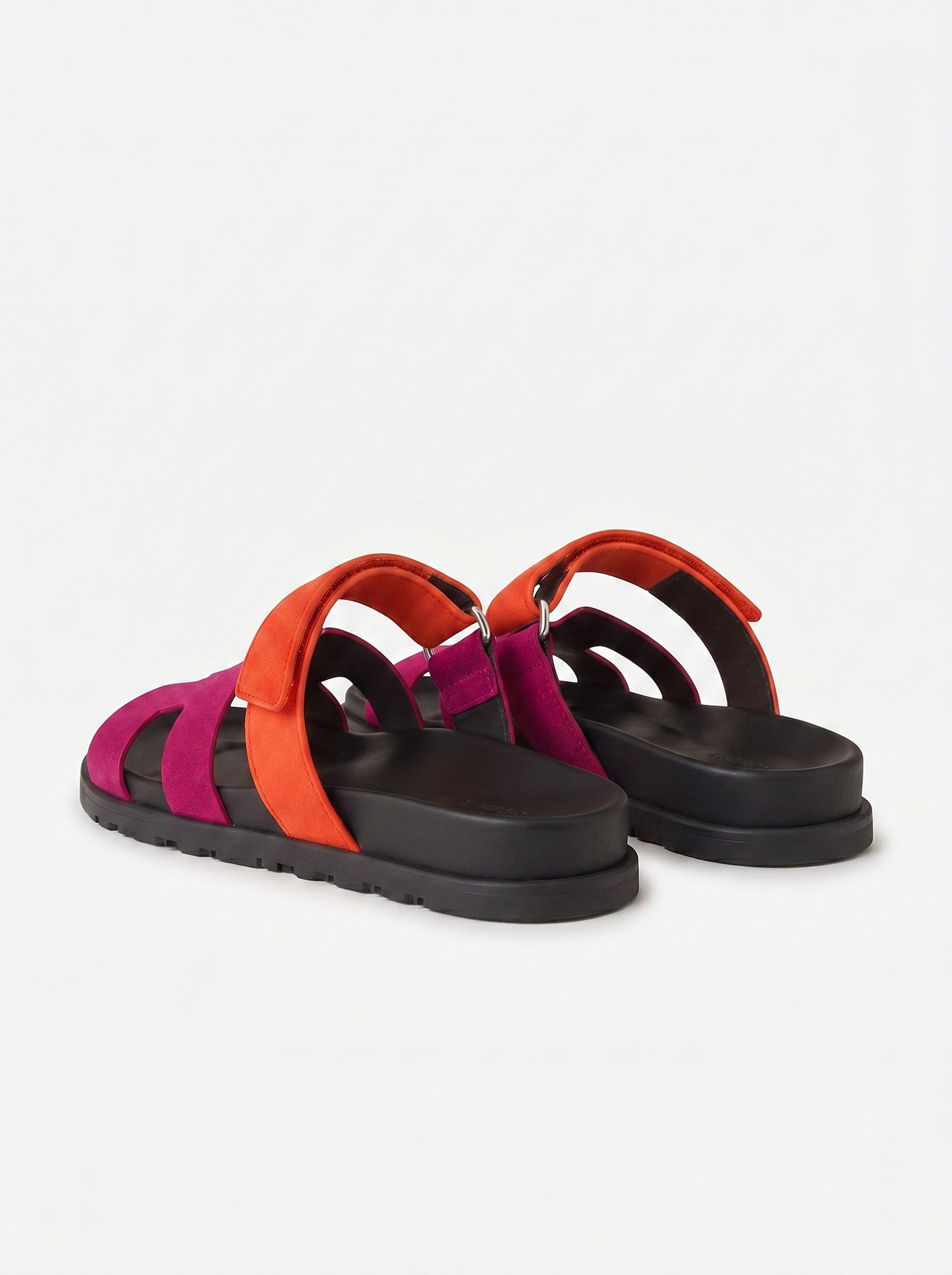 Leather Wide Strap Slides Adjustable Fastening Mens Slip On Sandals
