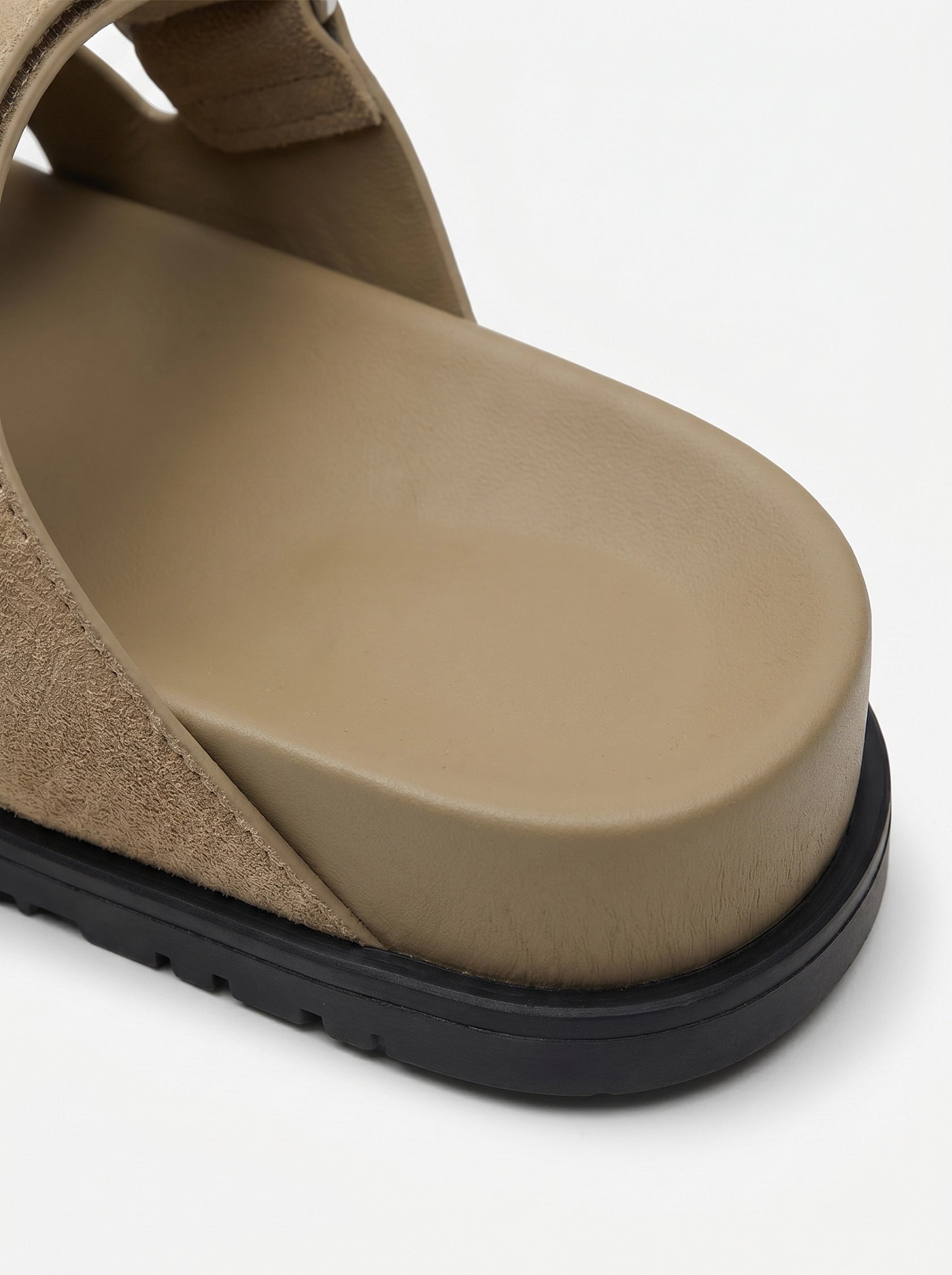 Leather Wide Strap Slides Adjustable Fastening Mens Slip On Sandals