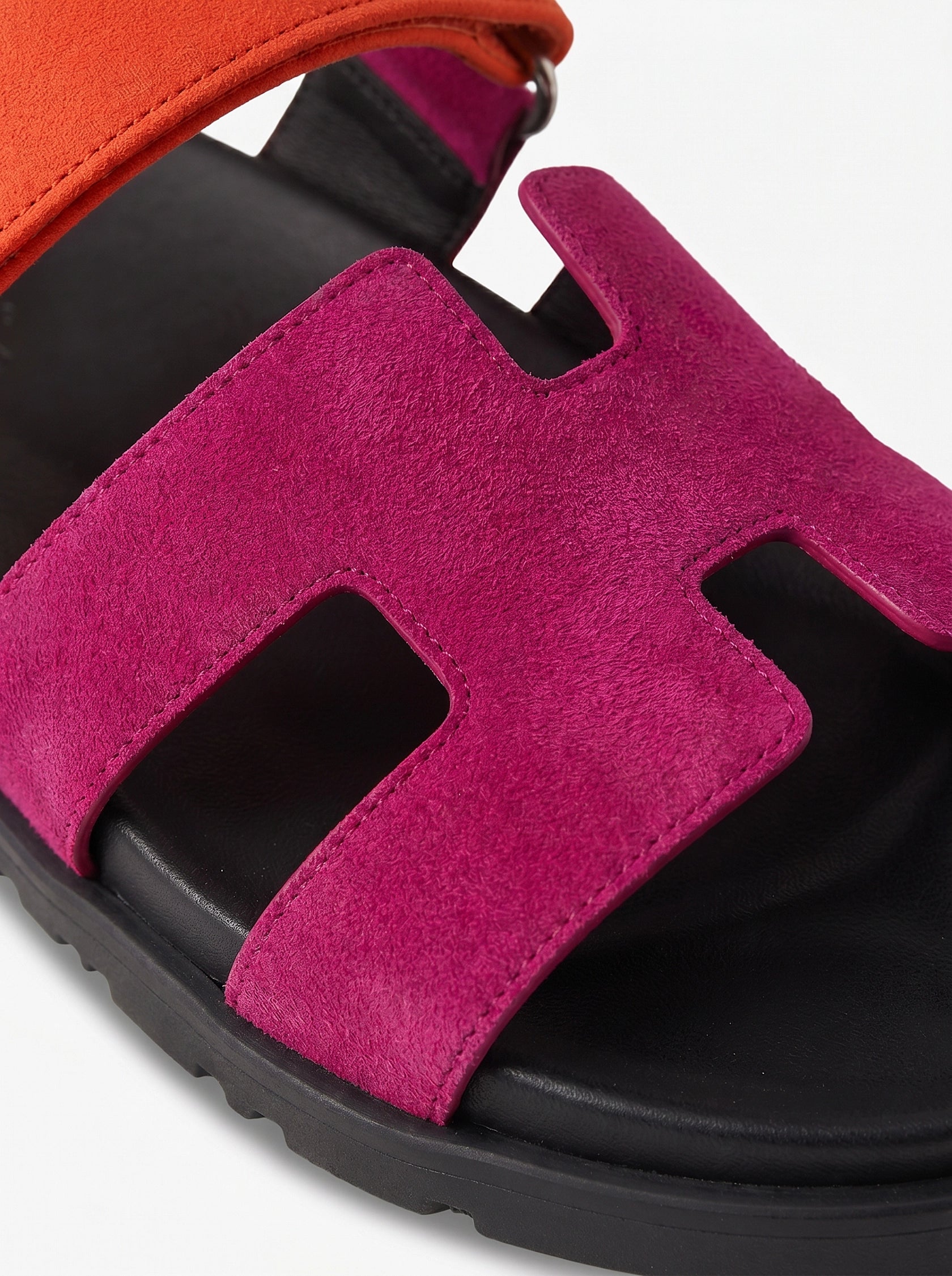 Leather Wide Strap Slides Adjustable Fastening Mens Slip On Sandals