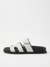 Leather Wide Strap Slides Adjustable Fastening Mens Slip On Sandals