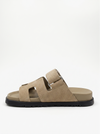 Leather Wide Strap Slides Adjustable Fastening Mens Slip On Sandals