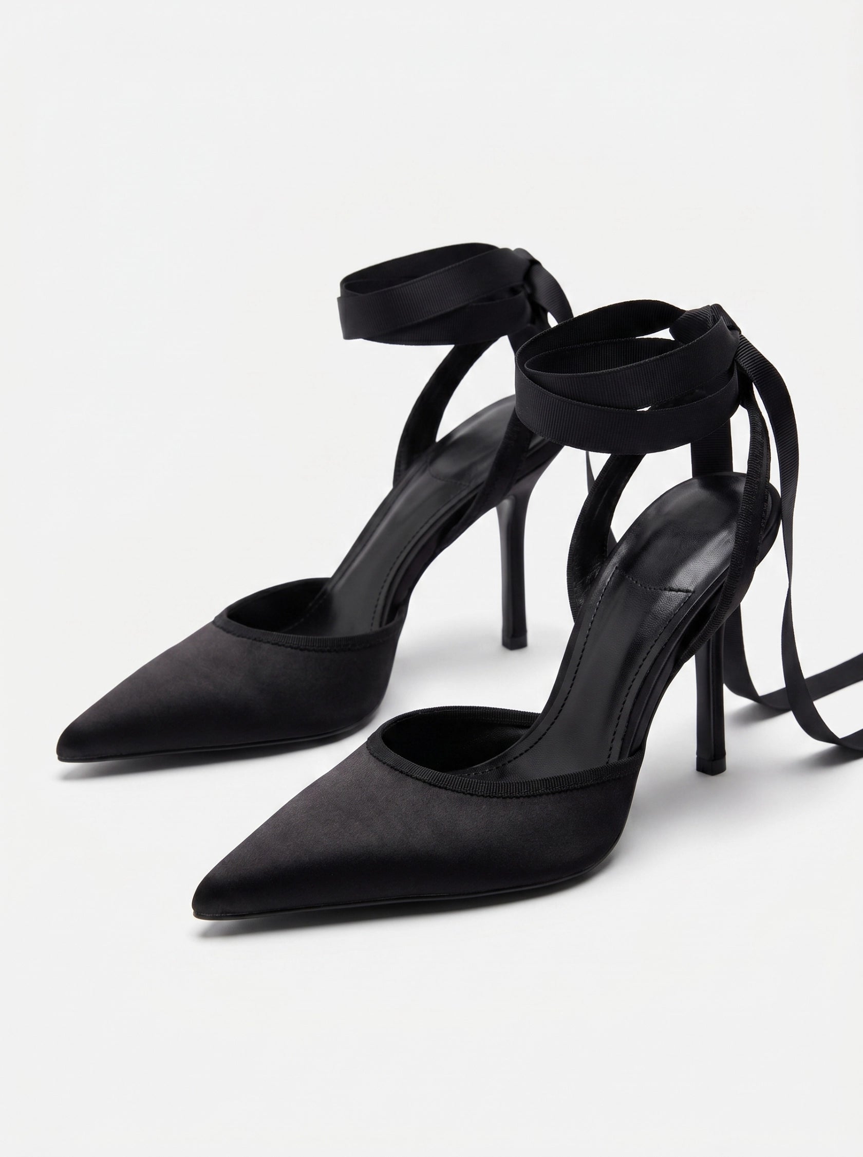 Pointed Toe Tie Up Stiletto Heels For Formal Evening Court Shoes