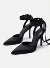 Pointed Toe Tie Up Stiletto Heels For Formal Evening Court Shoes