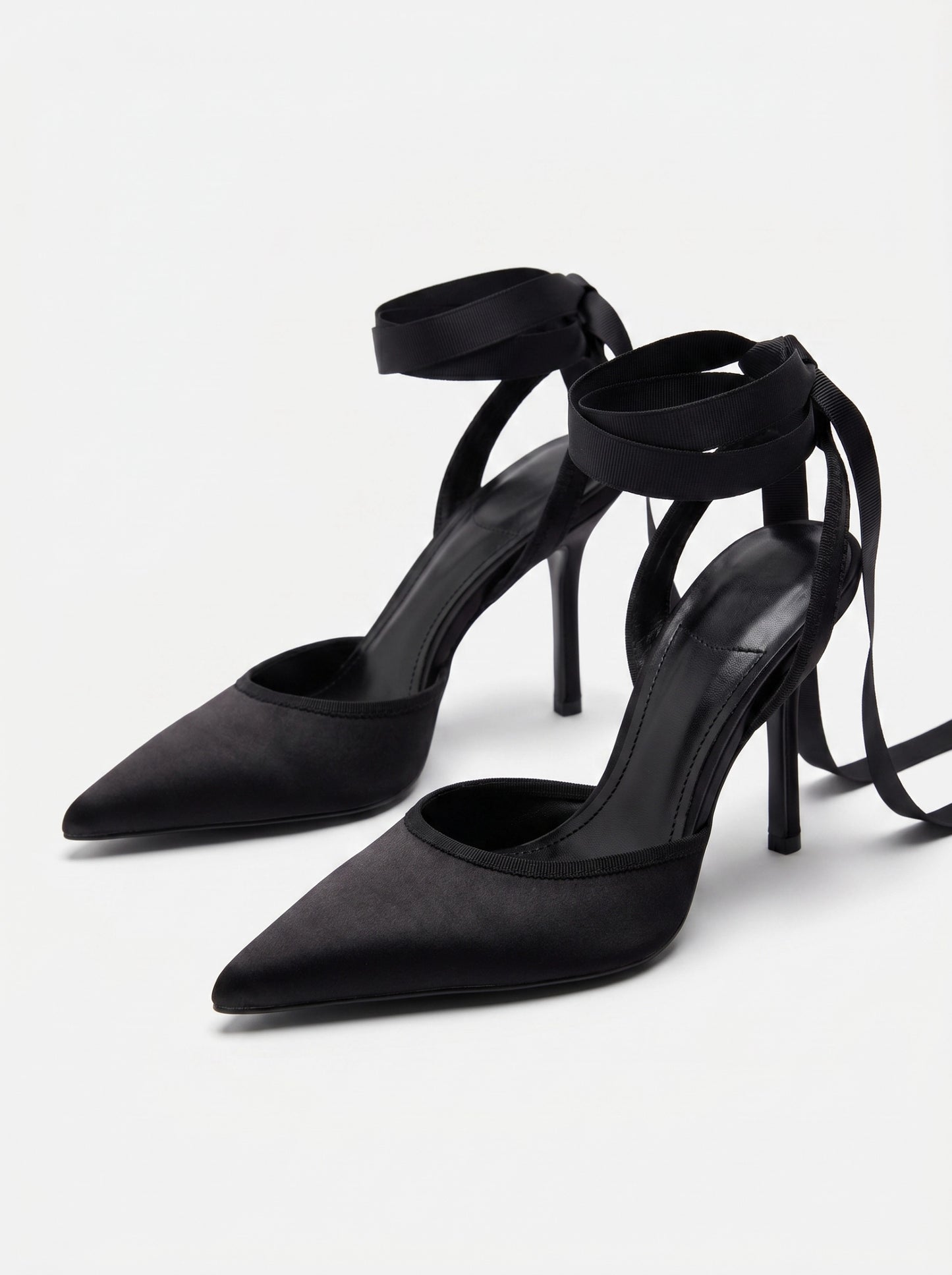 Pointed Toe Tie Up Stiletto Heels For Formal Evening Court Shoes