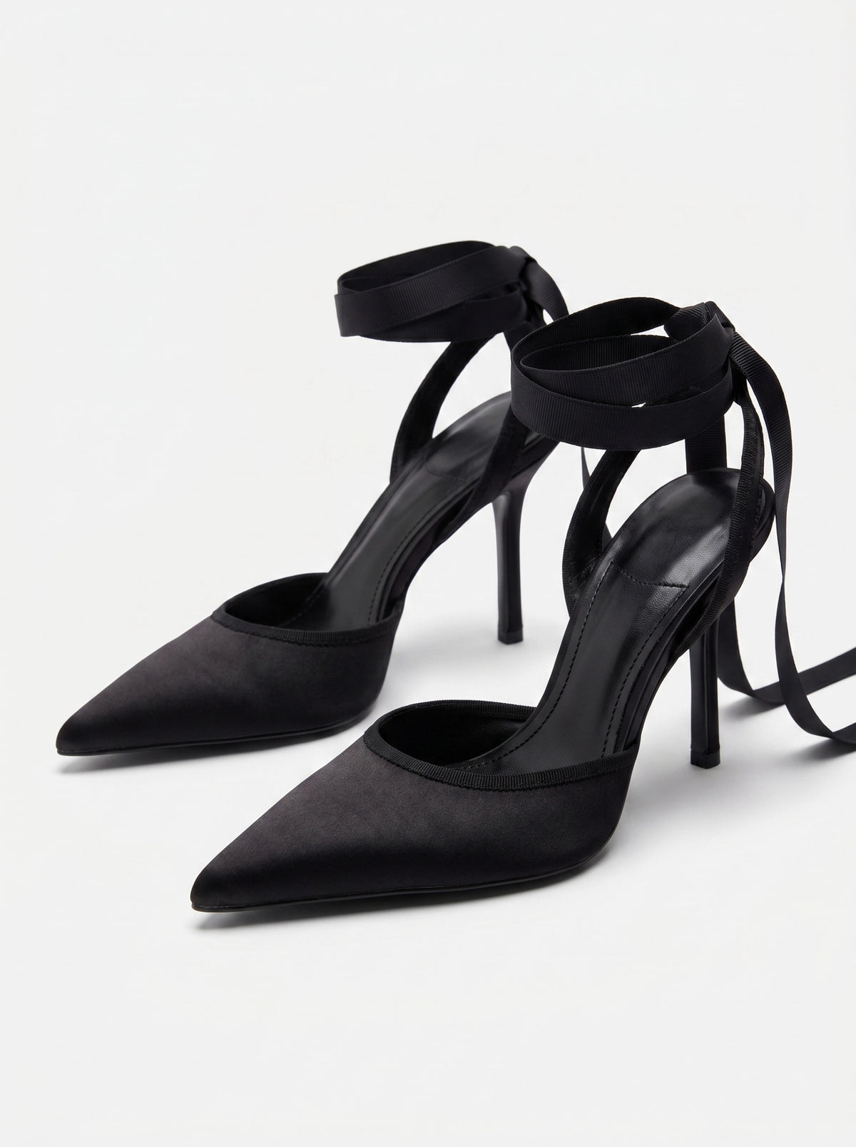 Pointed Toe Tie Up Stiletto Heels For Formal Evening Court Women Shoes