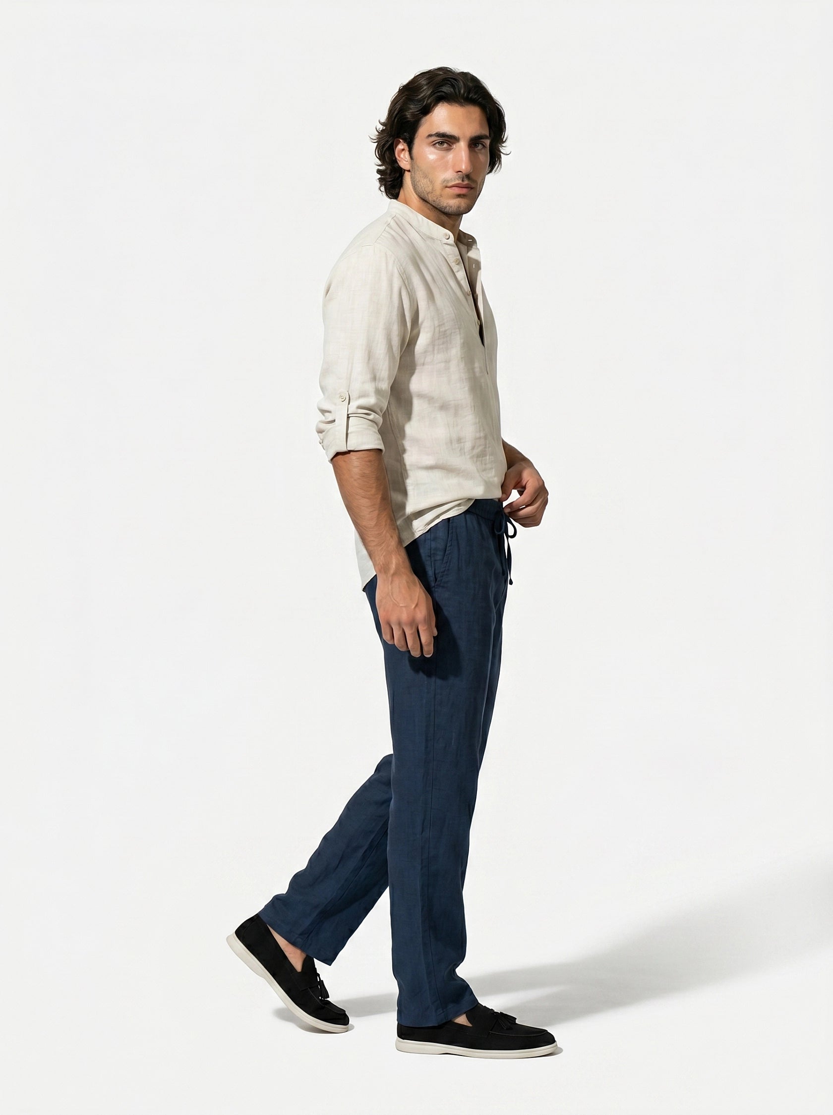 Caurelle | Men’s Linen Style Shirt Lightweight Summer Comfort