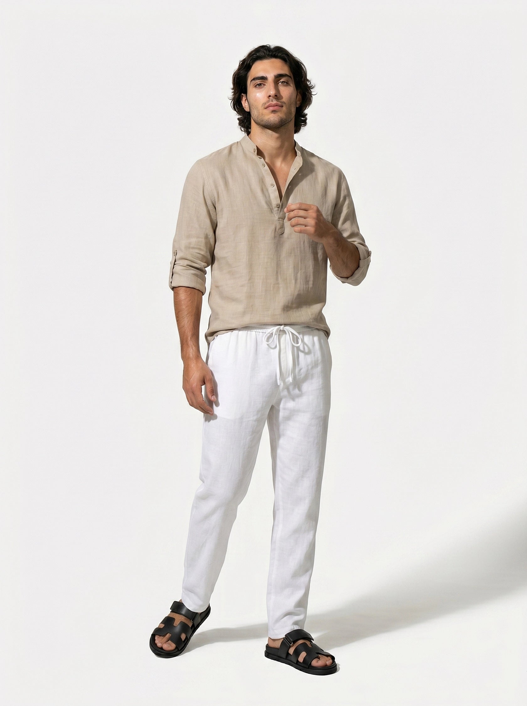 Caurelle | Men’s Linen Style Shirt Lightweight Summer Comfort