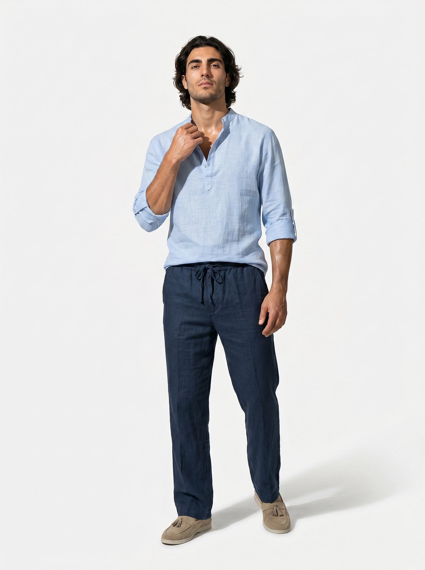 Caurelle | Men’s Linen Style Shirt Lightweight Summer Comfort